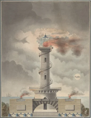 Design for a Lighthouse (Margate?) by Debenne, drawing, 1810-1820