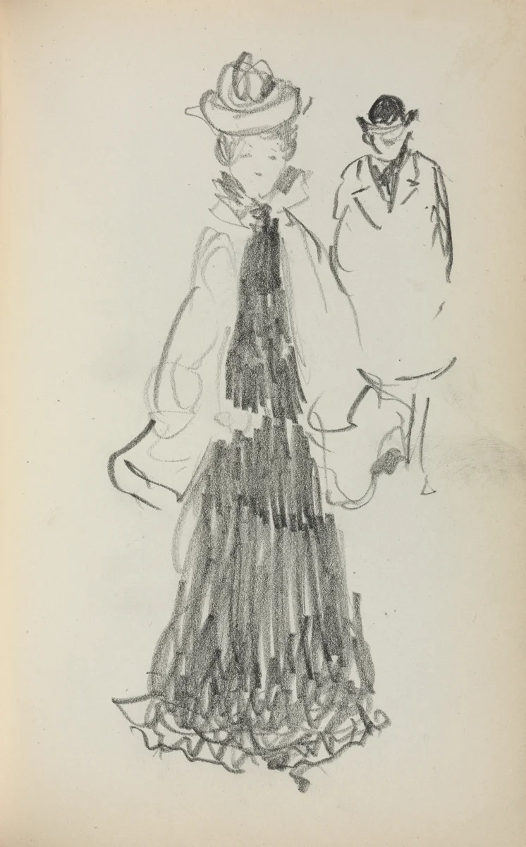 Italian Sketchbook: Standing Woman and Man (page 125) by Maurice Prendergast, book, 1898-1899