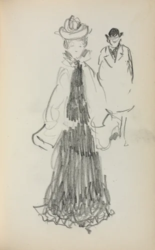 Italian Sketchbook: Standing Woman and Man (page 125) by Maurice Prendergast, book, 1898-1899