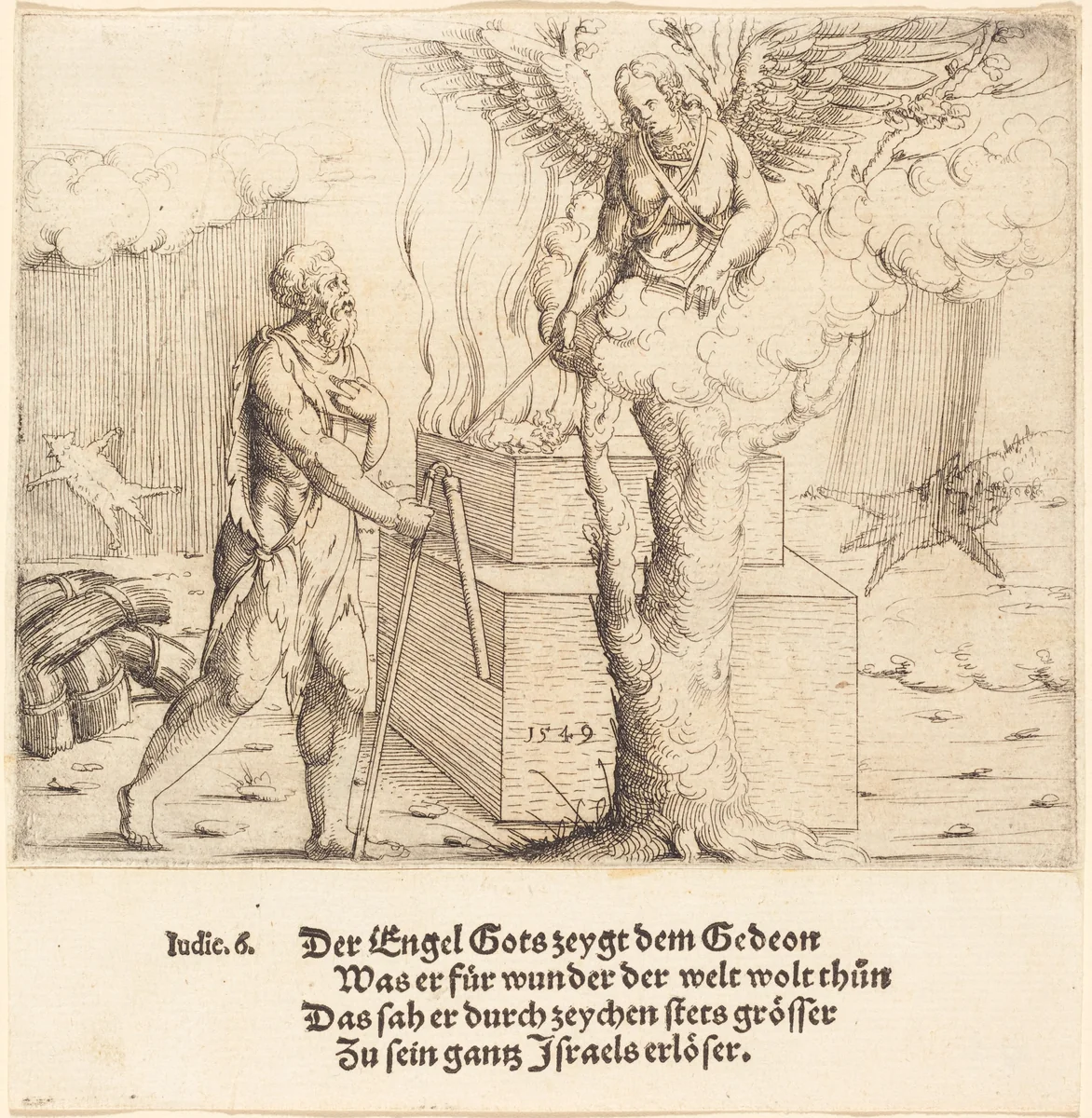The Sacrifice of Gideon by Augustin Hirschvogel, print, 1549