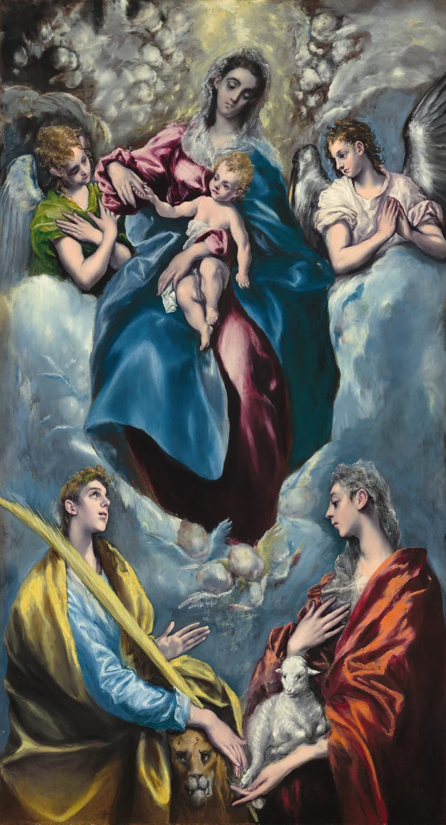 Madonna and Child with Saint Martina and Saint Agnes by El Greco, painting, 1597-1599