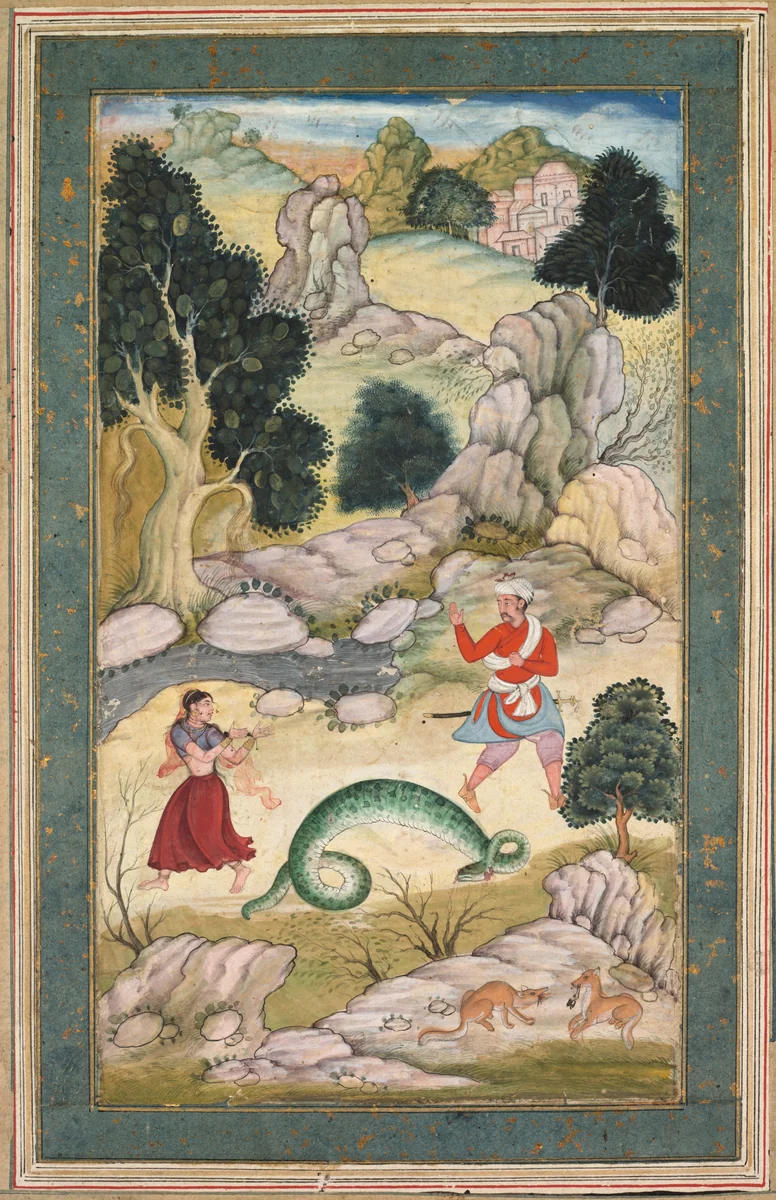 Lovers Parting, Page from a Book of Fables by Unknown, painting, 1585-1600