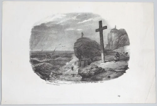 Cliff of Fécamp by Horace Vernet, print, 1815-1825