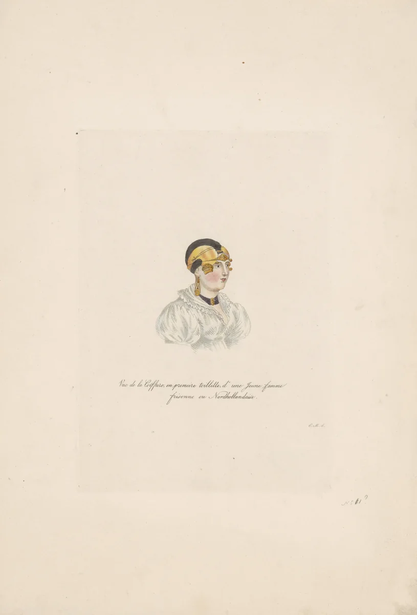 Buste van een meisje in klederdracht C by Willem van Senus, print, 1824