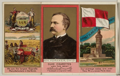 Governor Foraker, Ohio, from "Governors, Arms, Etc." series (N133-2), issued by Duke Sons & Co. by W. Duke, Sons & Co., print, 1885-1892
