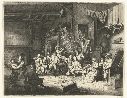 Dans in de herberg by anonymous, print, 1650-1726