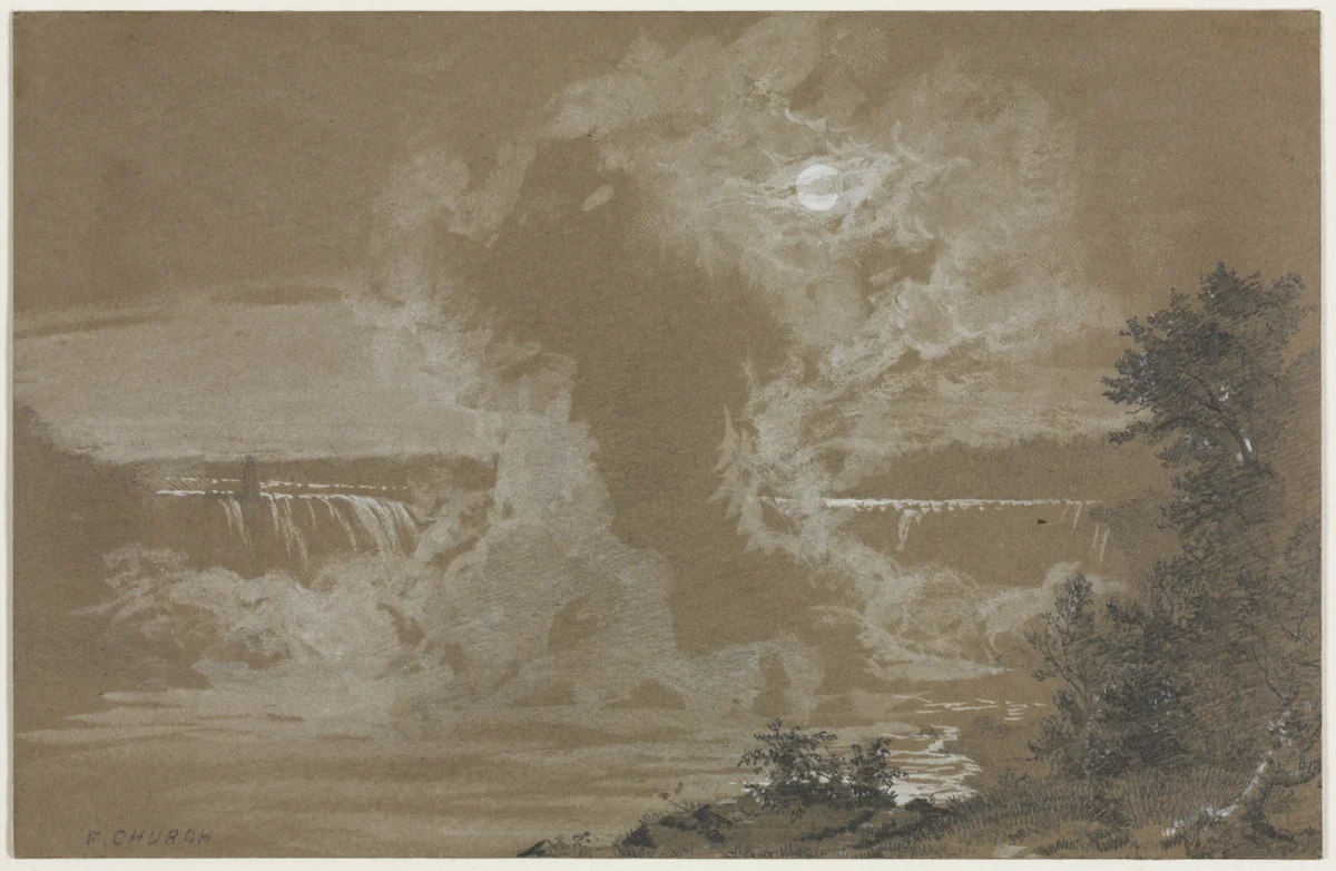 Niagara Falls by Moonlight by Frederic Edwin Church, drawing, 1851-1861