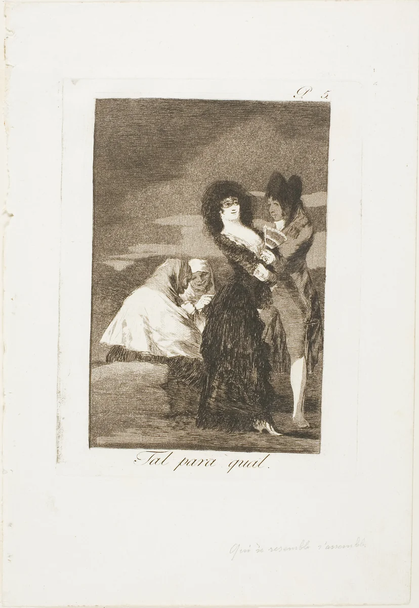 Two of a Kind, plate five from Los Caprichos by Francisco José de Goya, print, 1797-1799