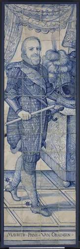 Tegeltableau met portret van Prins Maurits by anonymous, ceramic, 1615