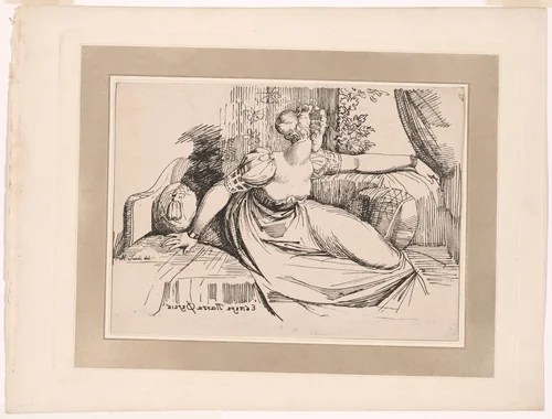 A Woman Sitting by the Window (“Evening Thou Bringest All”), from the first issue of Specimens of Polyautography by Henry Fuseli, print, 1803
