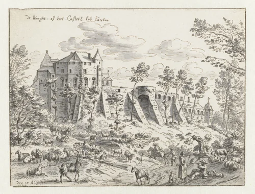 View of the Keizersberg near Leuven by Josua de Grave, drawing, 1675
