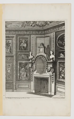 Chimney-Piece Set in the Corner of a Room, from Nouvelles Cheminées Faittes en Plusieur en Droits de la Hollande et Autres Prouinces, part of Œuvres du Sr. D. Marot by Daniel Marot, print, 1703-1712