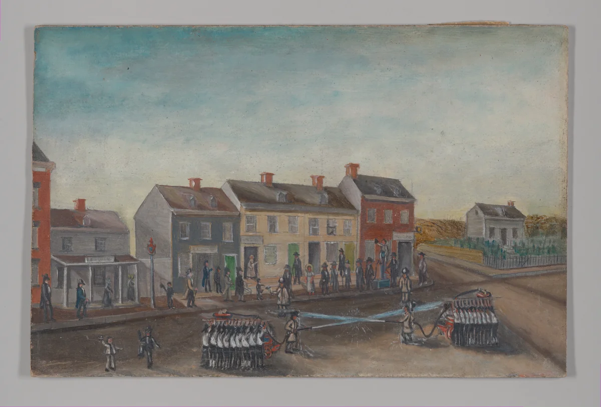 Firemen's Washing Day by William P. Chappel, artwork, 1870