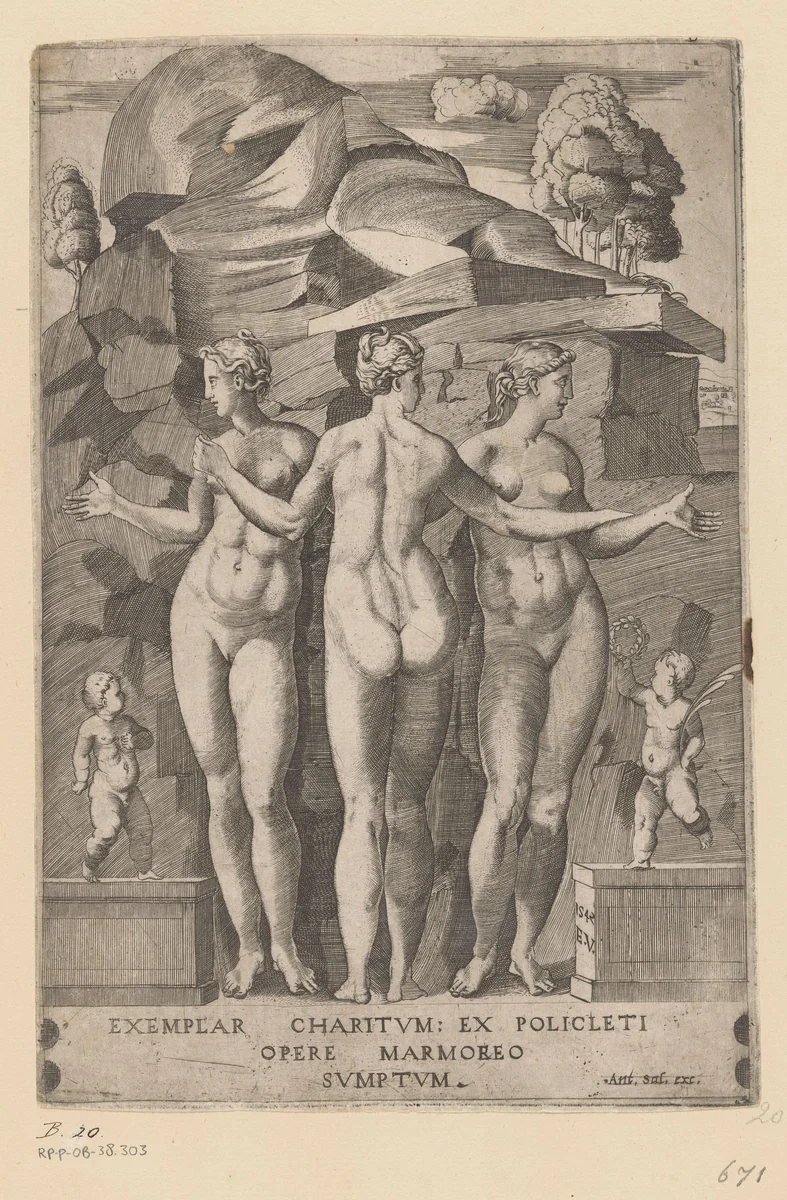 Drie gratiën by Unknown, print, 1542