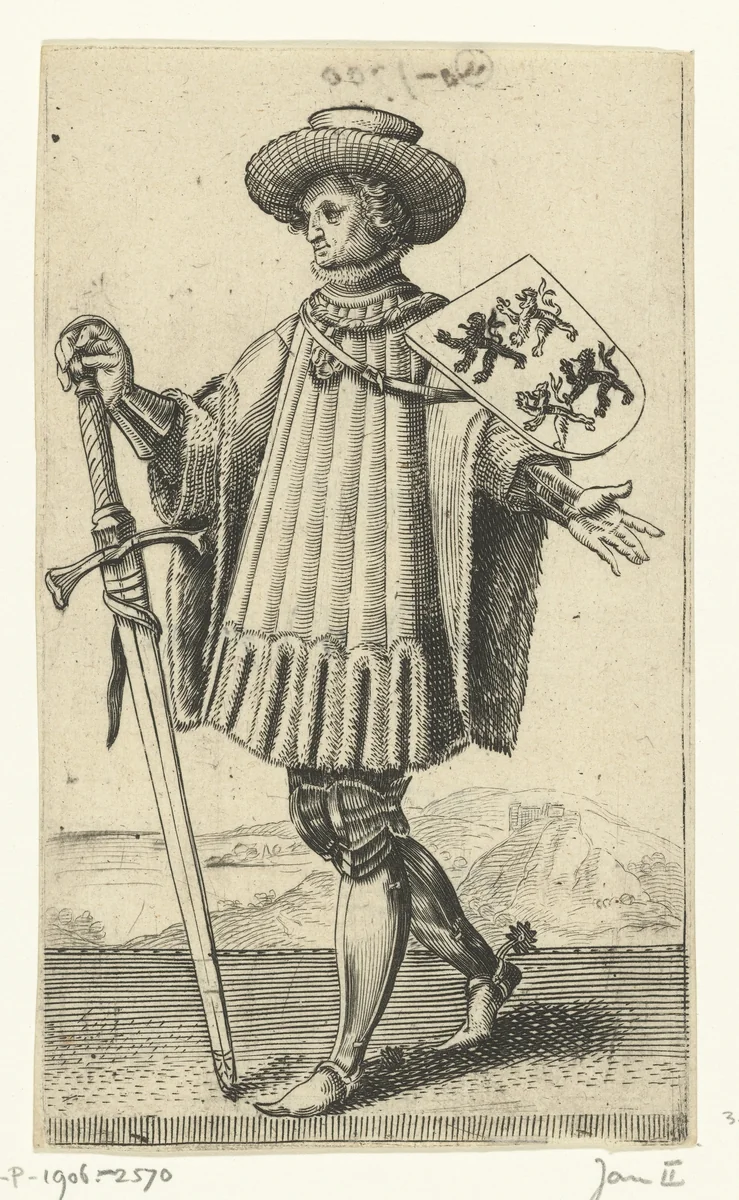 Portret van Jan II, graaf van Holland by Adriaen Matham, print, 1620