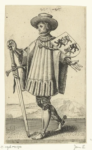 Portret van Jan II, graaf van Holland by Adriaen Matham, print, 1620
