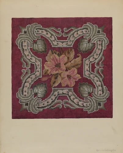 Needlepoint and Beadwork Square by Erwin Schwabe, index of american design, 1937
