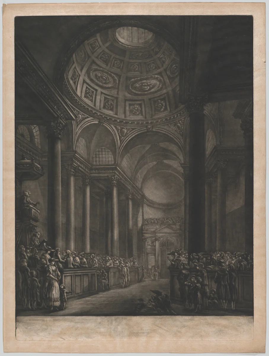 A View of the Inside of St. Stephens Walbrook, Done from the Drawing in his Majesty's Collection by Georges François Blondel, print, 1762-1772