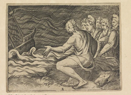 Getuigen van een schipbreuk by Unknown, print, 1498-1532