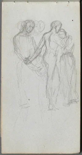 Sketchbook, page 10: Figures Embracing by Ernest Meissonier, book, 1860-1869