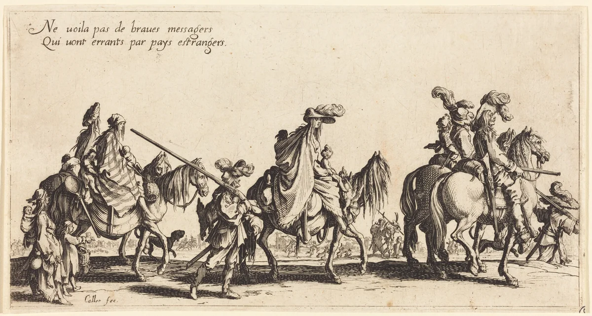 The Bohemians Marching: The Vanguard by Jacques Callot, print, 1621