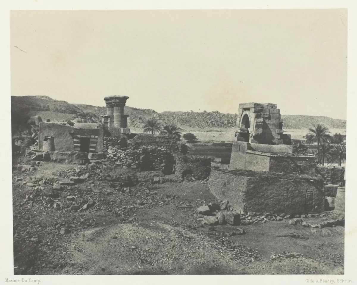 Village et Temple de l'Ile de Béghé, à l'Ouest de Philoe; Nubie, plate 81 from the album "Egypte, Nubie, Palestine et Syrie" (1852) by Maxime Du Camp, photograph, 1849-1851