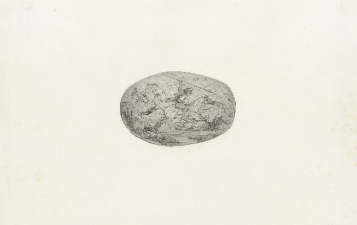 Ruitergevecht by Theodoor Schaepkens, print, 1825-1883