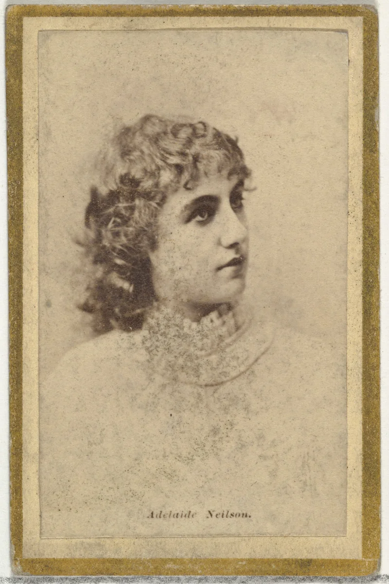 Adelaide Neilson, from the Actresses and Celebrities series (N60, Type 2) promoting Little Beauties Cigarettes for Allen & Ginter brand tobacco products by Allen & Ginter, photograph, 1887