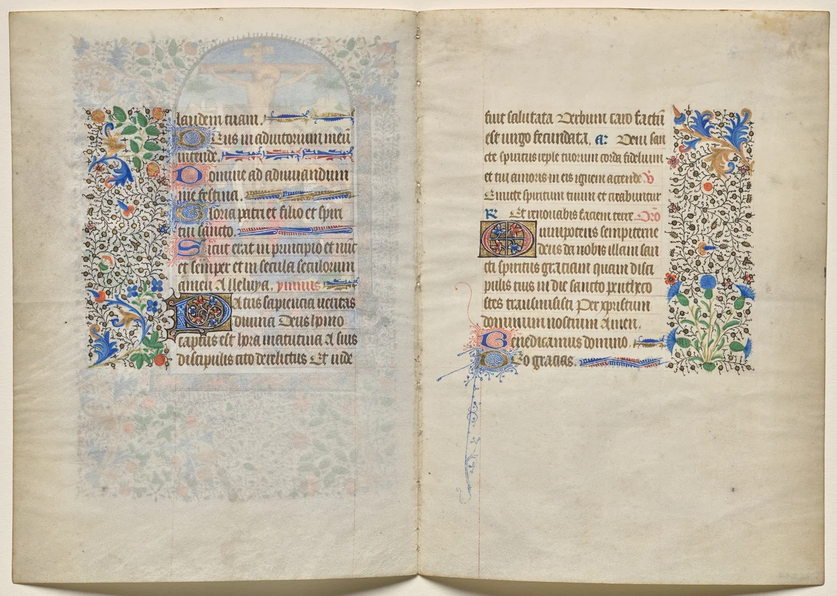 Bifolio from a Book of Hours: Text (verso) by Unknown, manuscript, 1430-1440