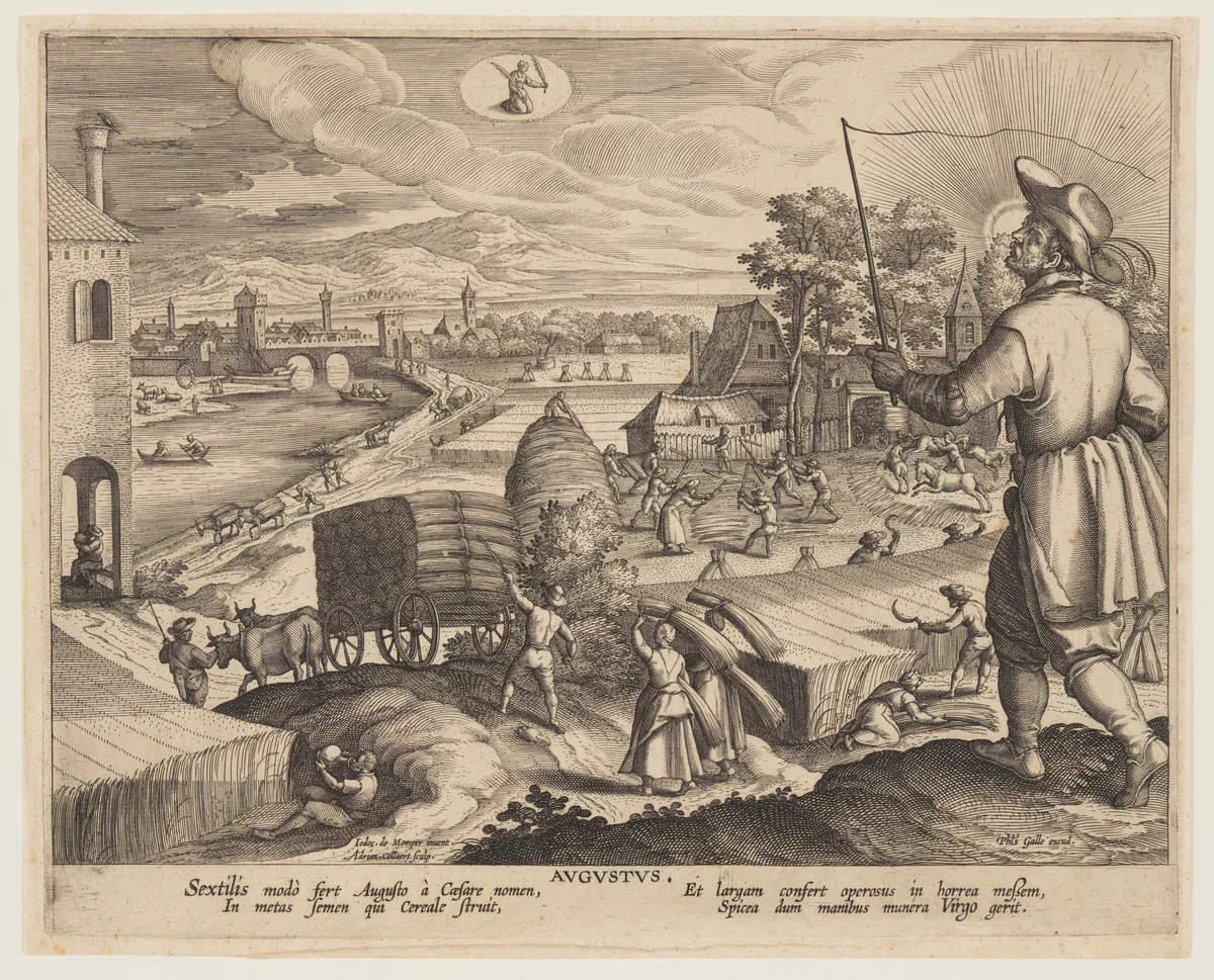 August, from Twelve Months by Adriaen Collaert, print, 1609-1610