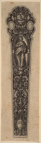 Ornament for Knife Handle by Theodor de Bry, print, 1528-1598
