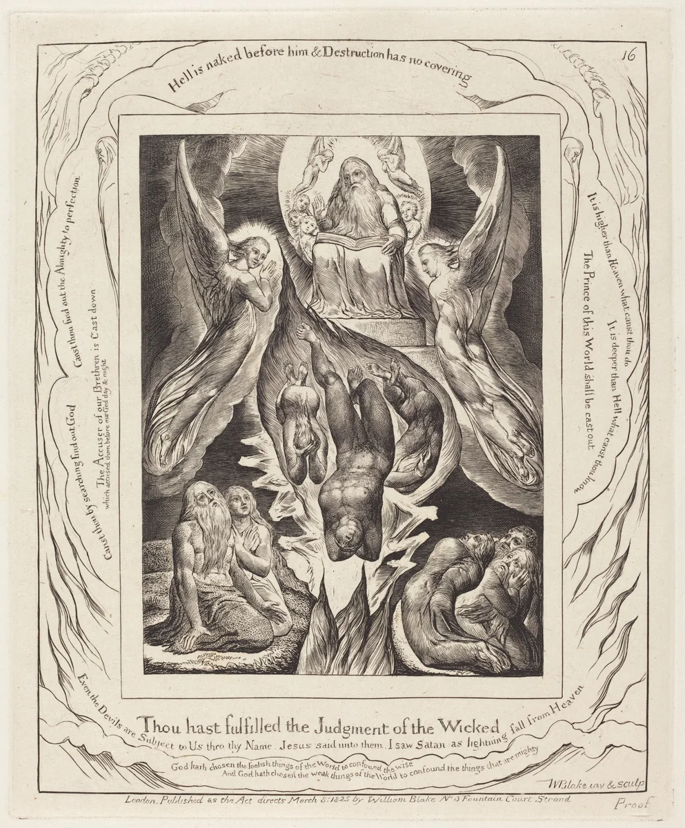 The Fall of Satan by William Blake, print, 1825