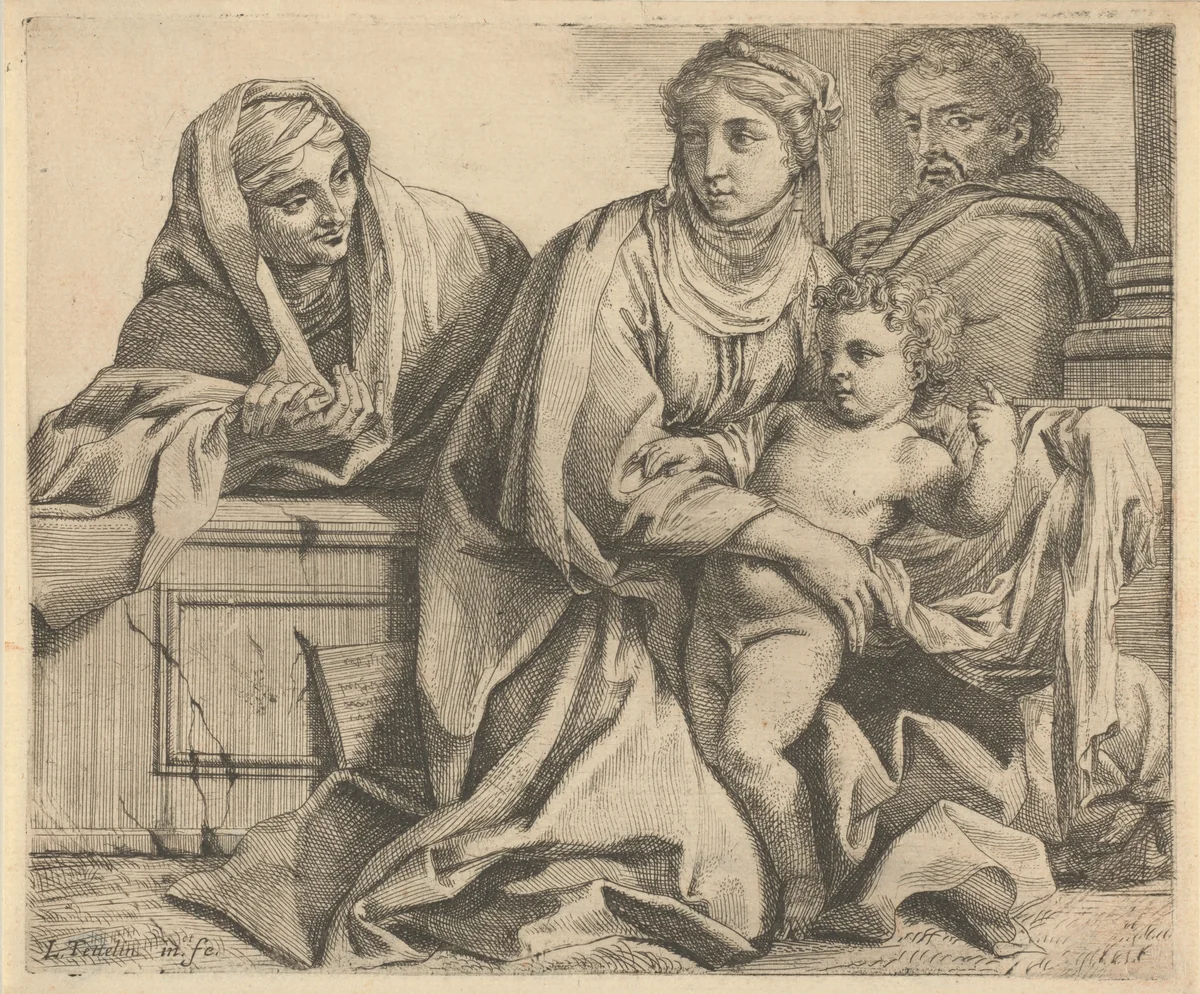 The Holy Family with Saint Anne by Louis Testelin, print, 1640