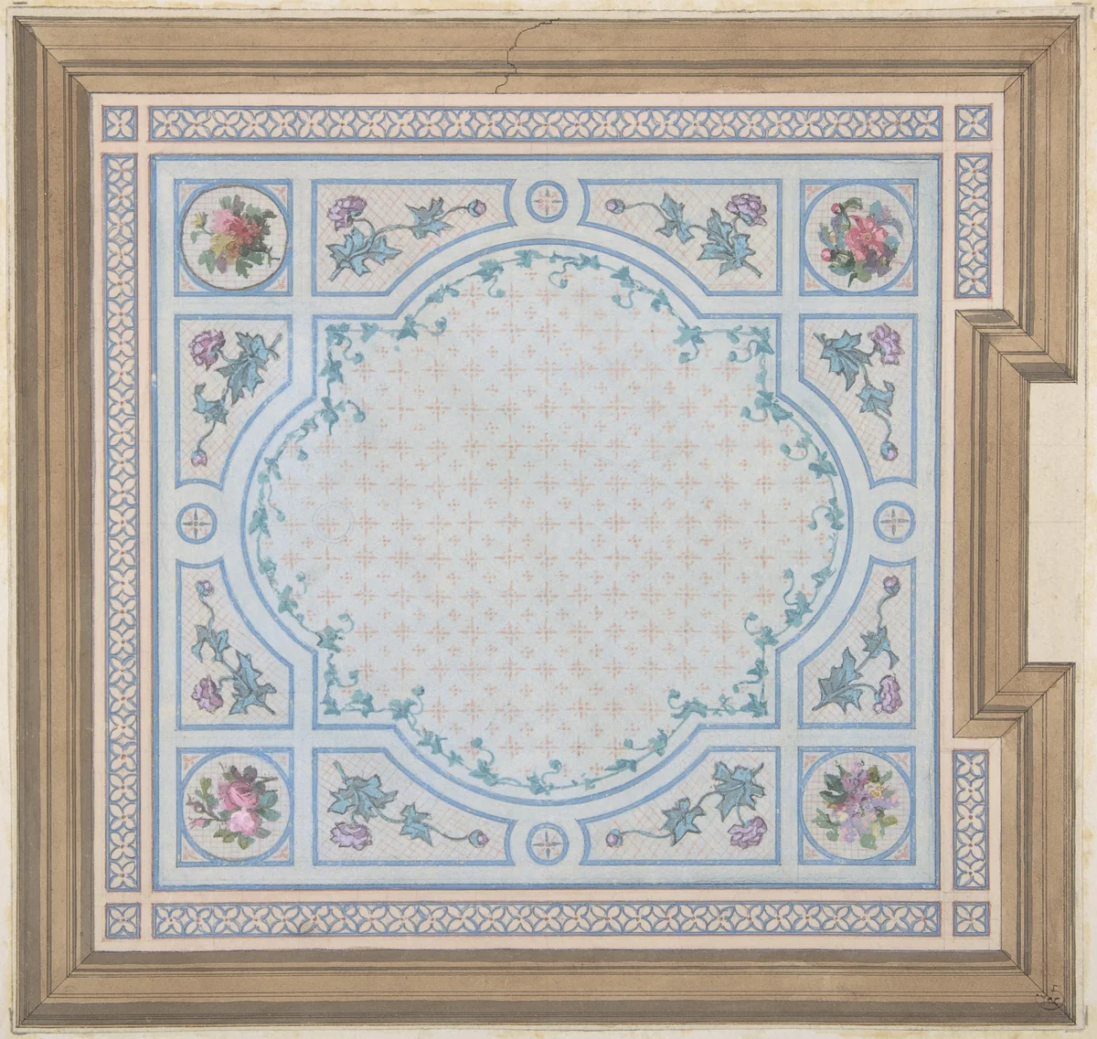 Design for Bathroom Ceiling, Hôtel Cahen d'Anvers by Jules-Edmond-Charles Lachaise, drawing, 1850-1900