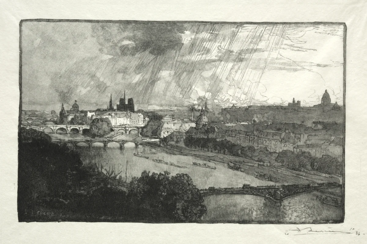 Paris, vu du Pavillon de Flore by Auguste Louis Lepère, print, 1890