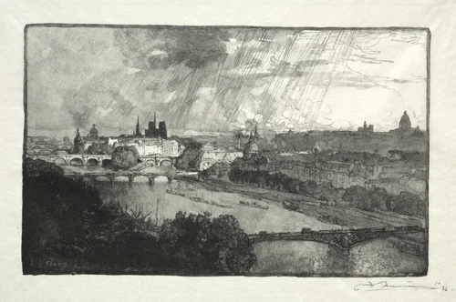 Paris, vu du Pavillon de Flore by Auguste Louis Lepère, print, 1890