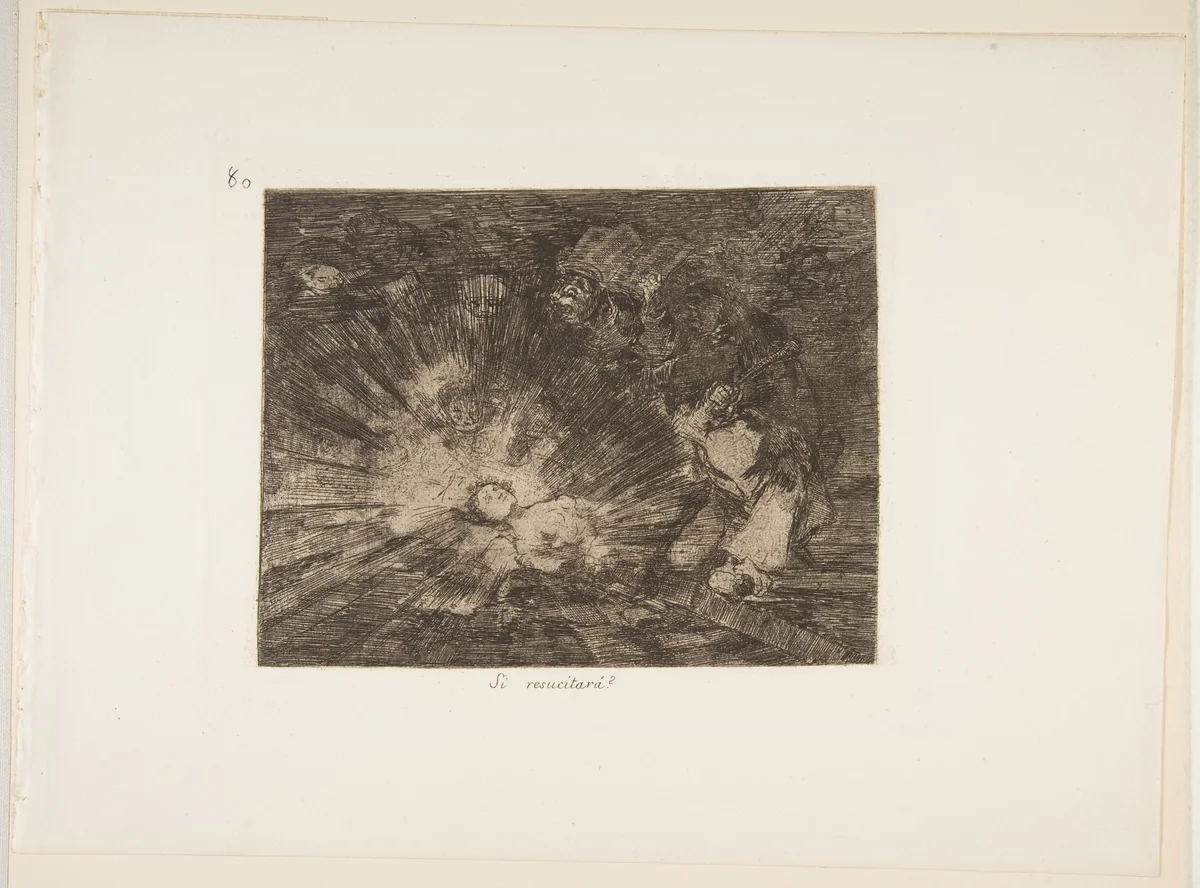 Plate 80 from "The Disasters of War" (Los Desastres de la Guerra): 'Will she rise again?' (Si resucitará?) by Goya, print, 1814-1815