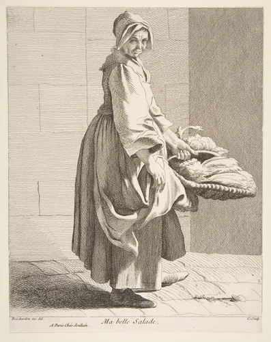 Lettuce Seller by Anne Claude Philippe de Tubières, print, 1742