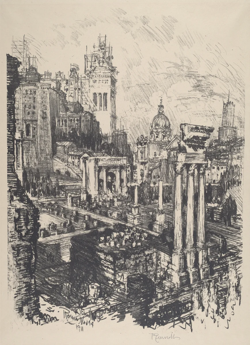 Old and New Rome, Victor Emanuel Monument by Joseph Pennell, print, 1911