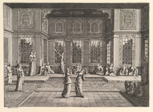 The Seraglio (Aubry de La Mottraye's "Travels throughout Europe, Asia and into Part of Africa...," London, 1724, vol. I, pl. 18) by William Hogarth, print, 1723-1724