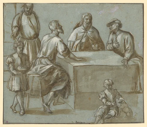 The Supper at Emmaus by Bonifacio de' Pitati, drawing, 1536-1570