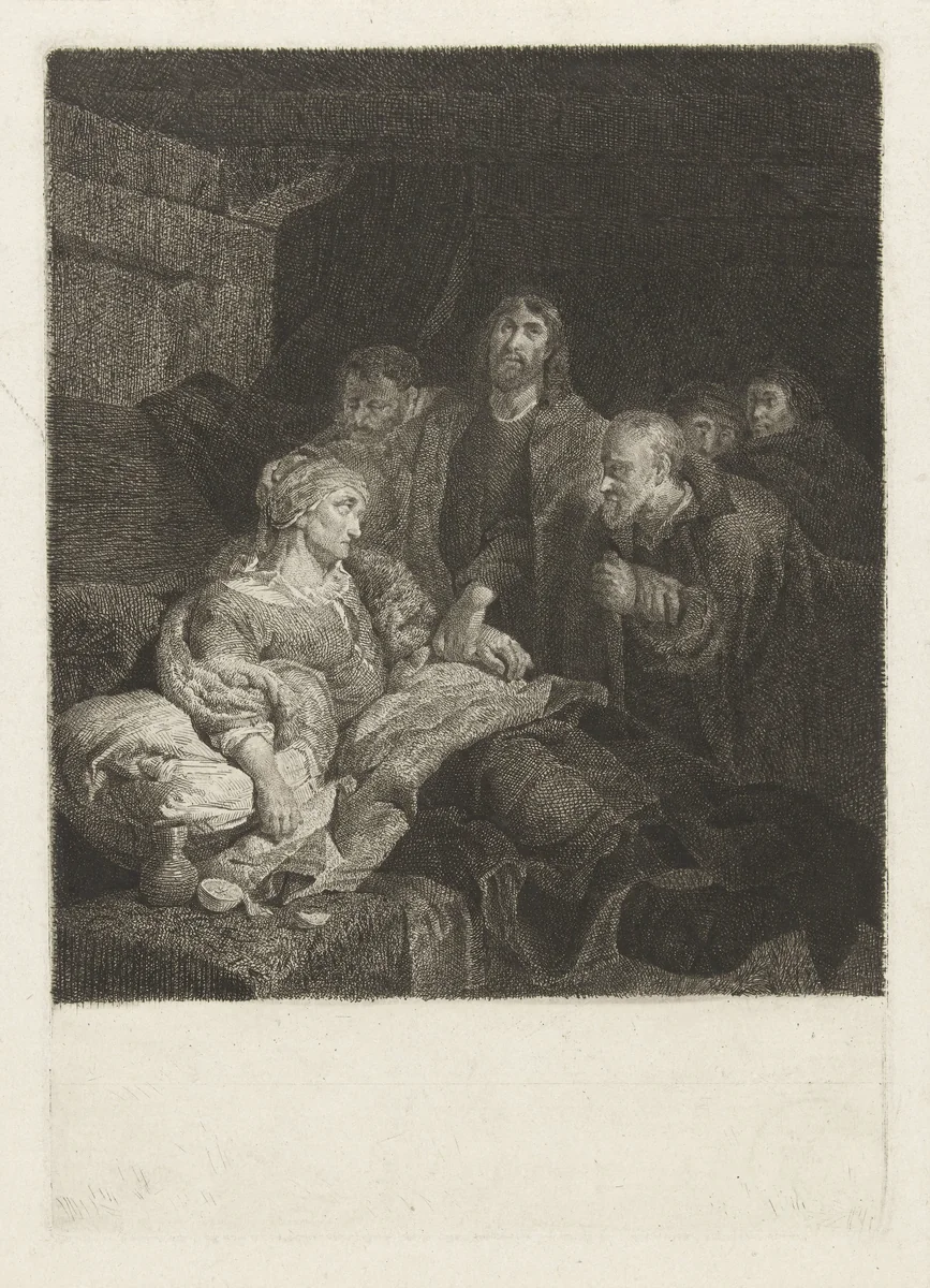 Christus geneest de schoonmoeder van Petrus by Johannes Pieter de Frey, print, 1797