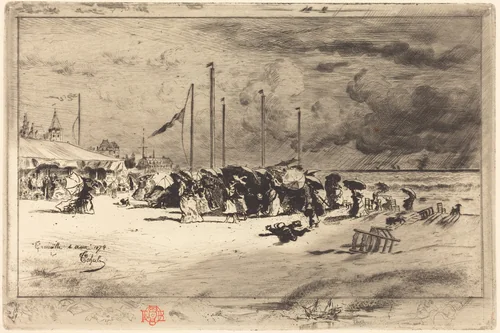 Un Grain à Trouville (Squall at Trouville) by Félix-Hilaire Buhot, print, 1874-1875