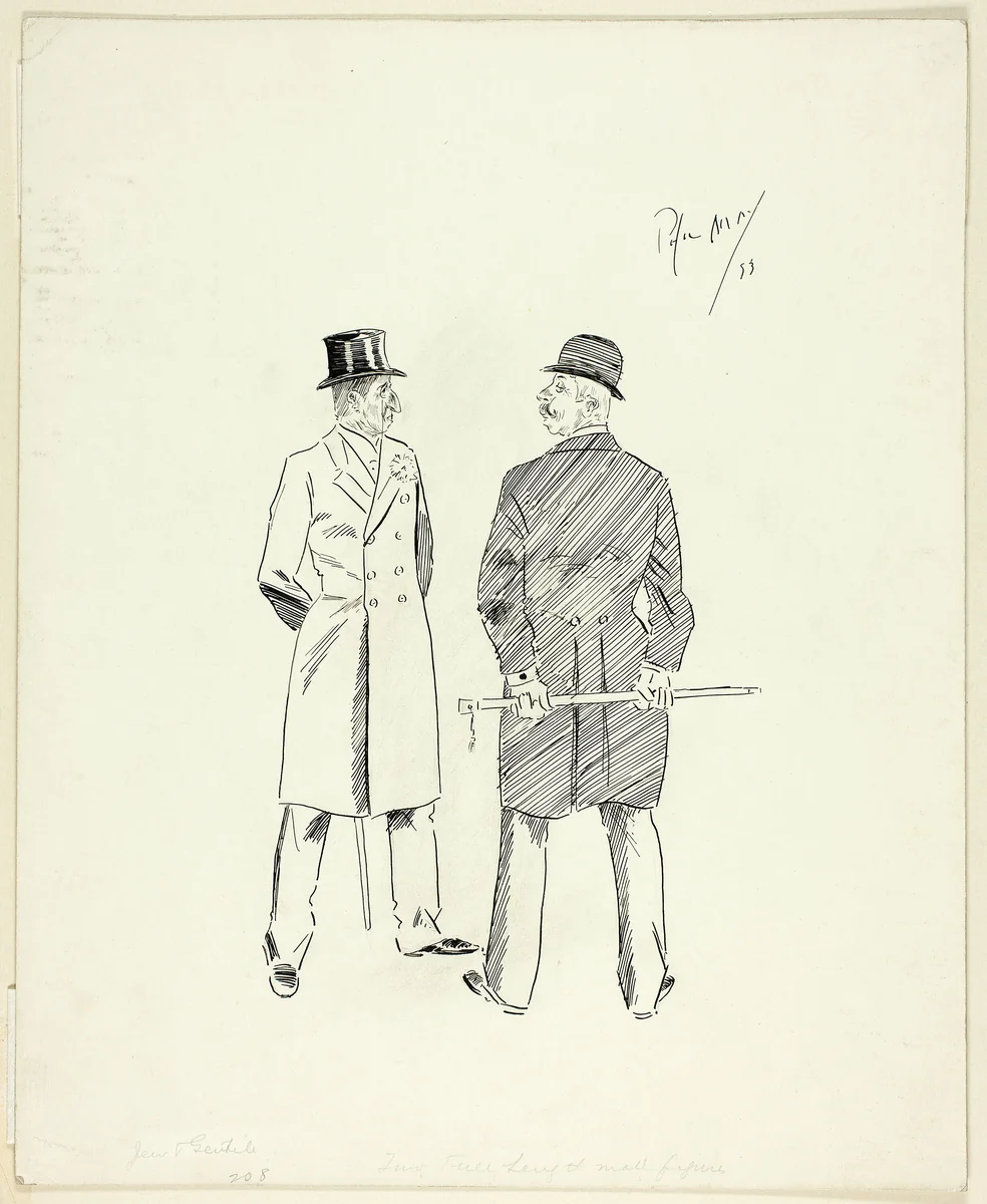 Two Gentlemen with Walking Sticks by Philipp William May, drawing, 1893