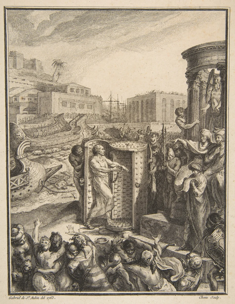 Regulus Condemned to the Most Horrible Torture by Gabriel de Saint-Aubin, print, 1740-1799