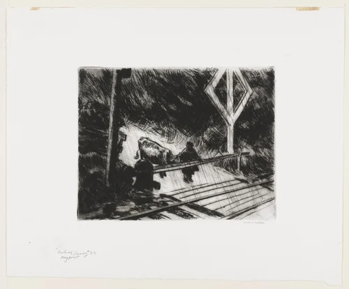 Railroad Crossing by Edward Hopper, print, 1923