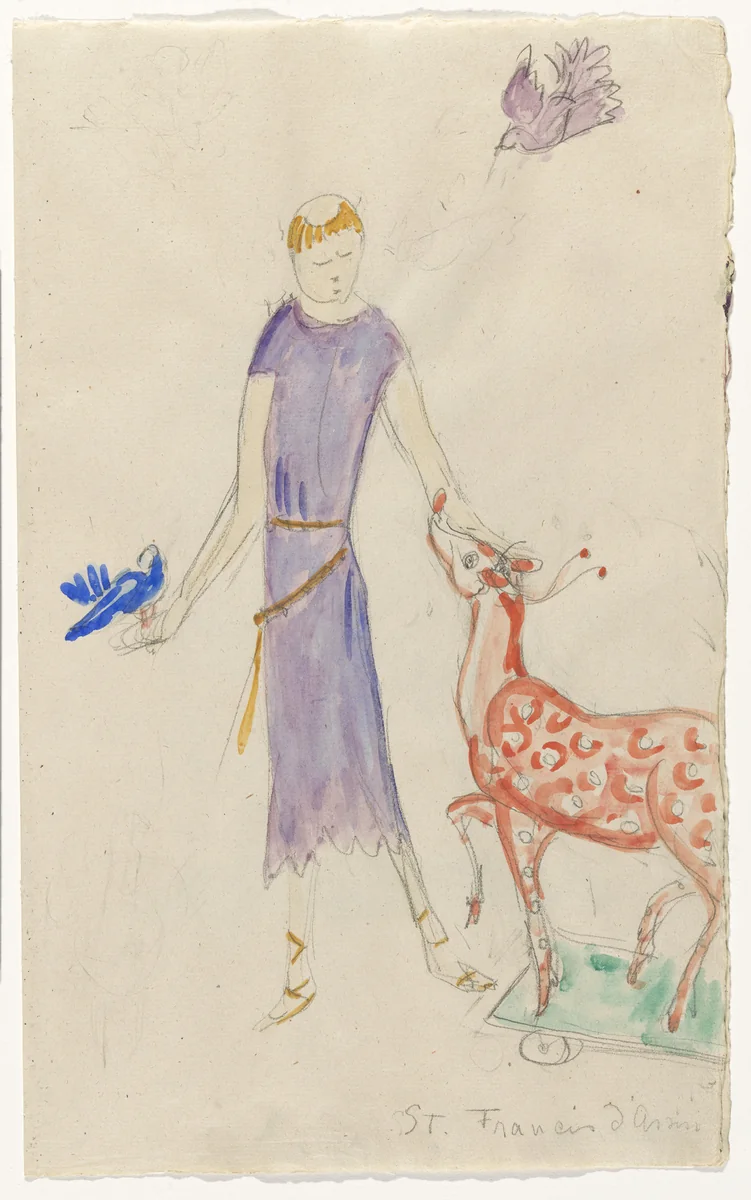 Costume design (St. Francis of Assisi) for artist's ballet Orphée of the Quat-z-arts by Florine Stettheimer, drawing, 1912