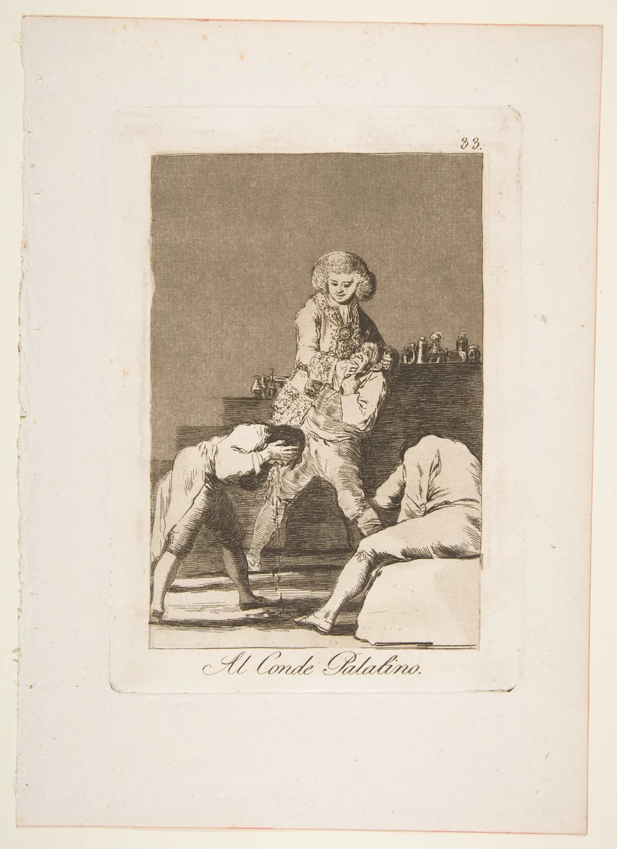 Plate 33 from "Los Caprichos": To the Count Palatine (Al Conde Palatino) by Goya, print, 1799