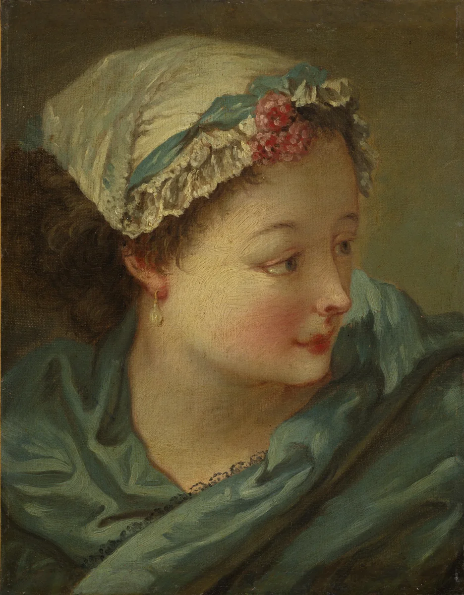 Head of a Young Woman by François Boucher, painting, 1730-1735