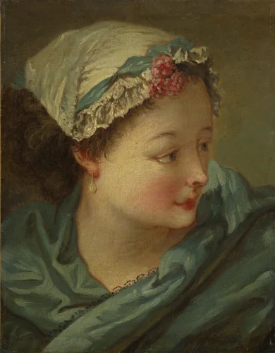 Head of a Young Woman by François Boucher, painting, 1730-1735